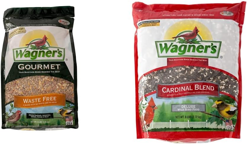 Wagner’s Paquete de comida para pájaros con mezcla cardenal y mezcla gourmet sin residuos (5 libras)