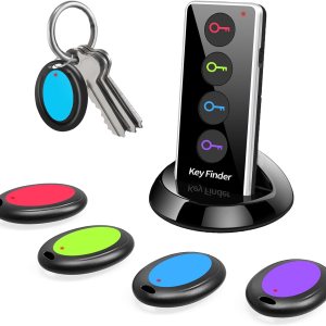Buscador de llaves, 85 dB + ítem, etiquetas de localizador RF con rango de trabajo de 131 pies, localizador remoto con sonido para encontrar Buscador de llaves, 85 dB + ítem, etiquetas de localizador RF con rango de trabajo de 131 pies, localizador remoto con sonido para encontrar