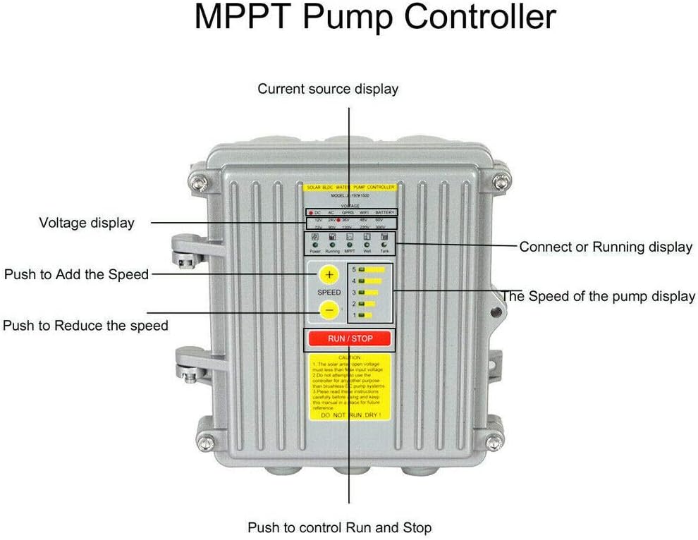 3 “DC bomba de agua solar bomba sumergible bomba de pozo profundo MPPT controlador 36V 400W 1600LH