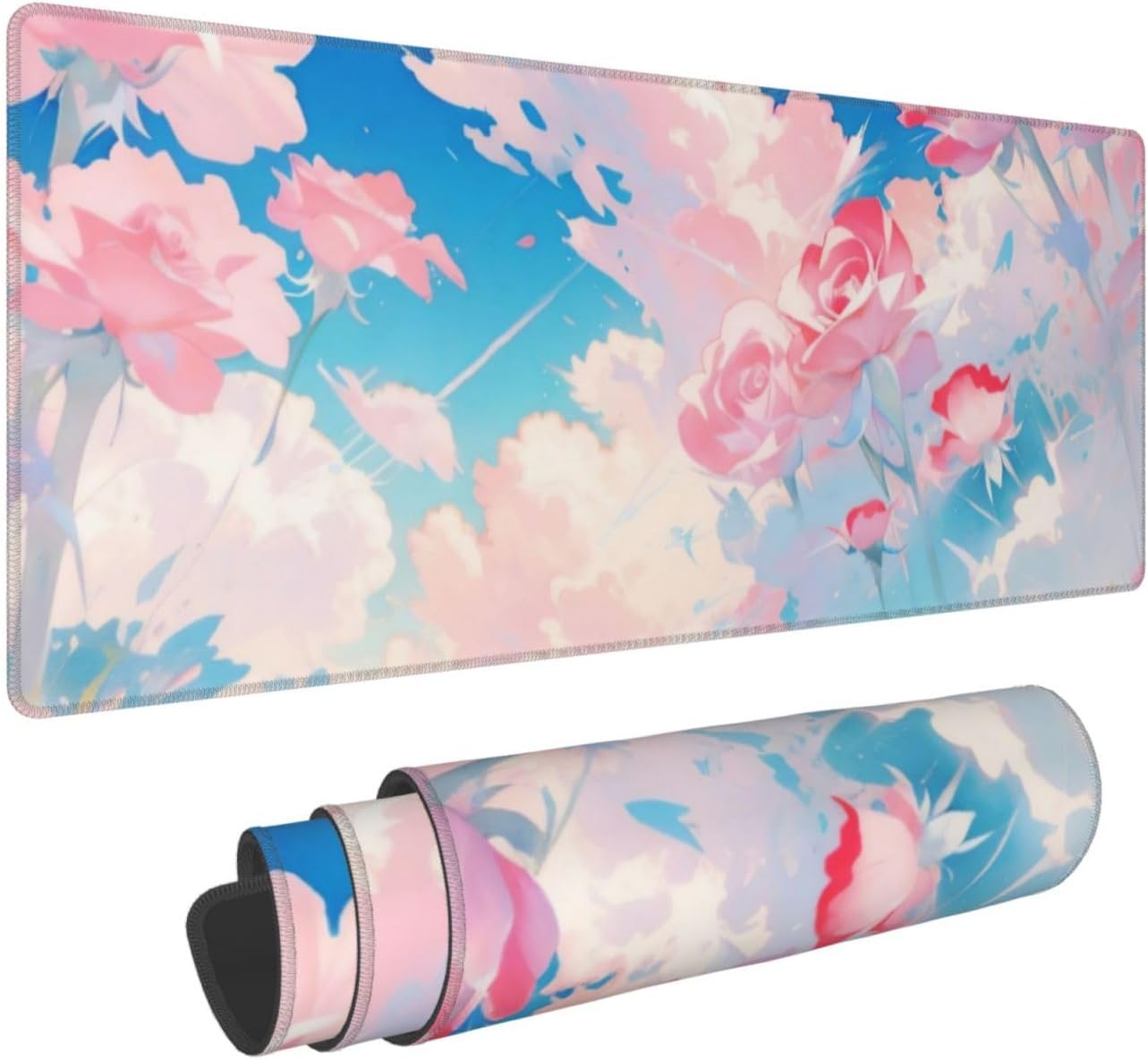 Alfombrilla de mouse grande extendida para juegos, alfombrilla de goma antideslizante para escritorio, color rosa rosa, adecuada para escritorio,