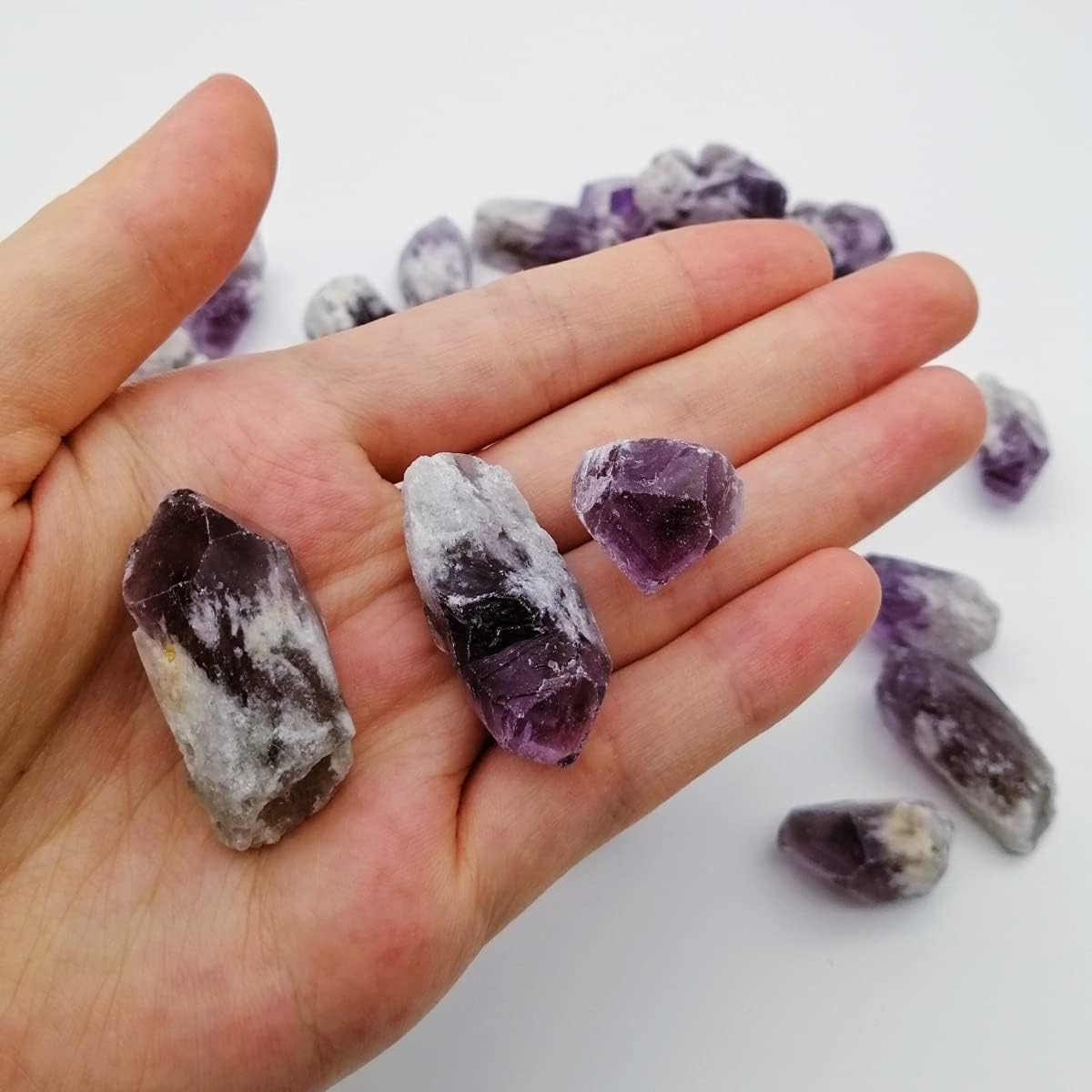 Bloque de piedras preciosas moradas naturales de cristal amatista, roca cruda pequeña irregular a granel, 30-36 piezas para sanación de cristales,