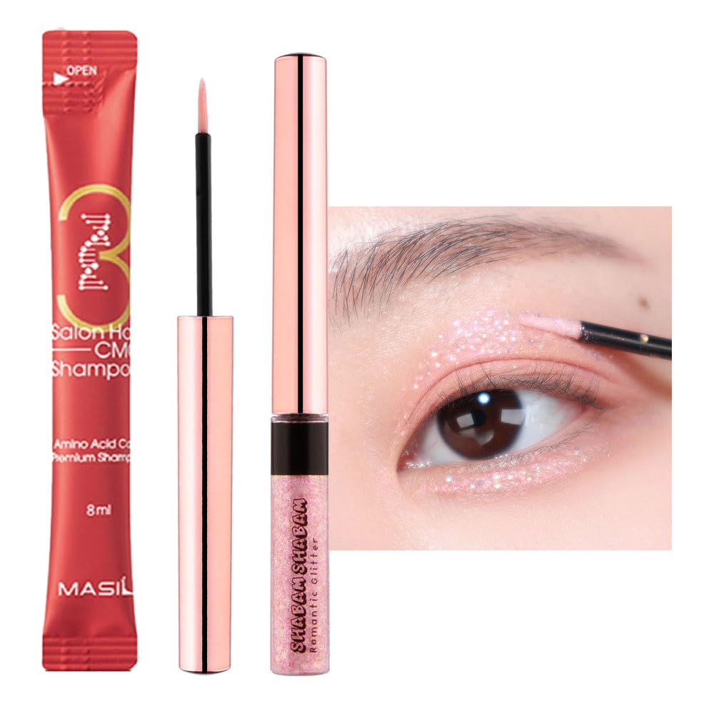 CORINGCO SET Sombra de ojos líquida para maquillaje con purpurina  Shabam Shabam Romantic Glitter Shadow K Beauty Makeup Shimmer (#06 Cherry Blossom
