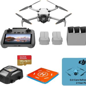 Mini 4 Pro Drone Fly More Combo, paquete con soporte de cordón, 2 tarjetas de memoria de 128 GB y plan de 2 años DJI Care Refresh, bandeja de Mini 4 Pro Drone Fly More Combo, paquete con soporte de cordón, 2 tarjetas de memoria de 128 GB y plan de 2 años DJI Care Refresh, bandeja de