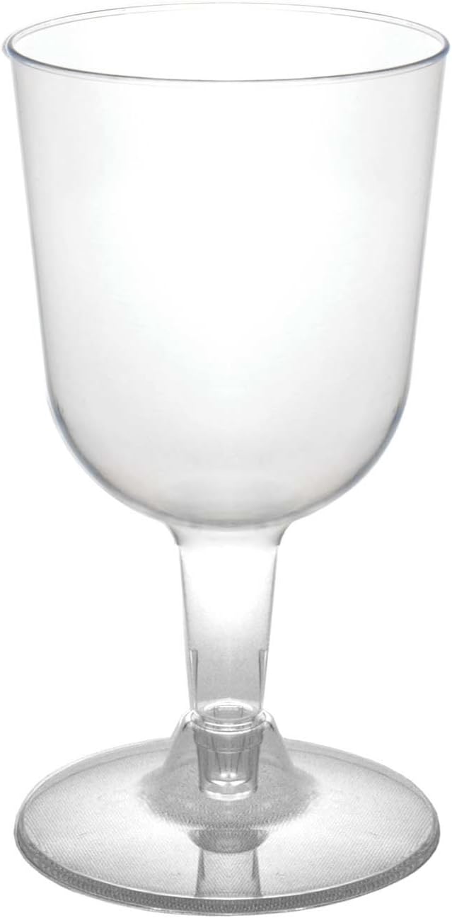 Party Essentials Copas de vino desechables de plástico duro de dos piezas, 100 unidades, 5.5 onzas, transparente