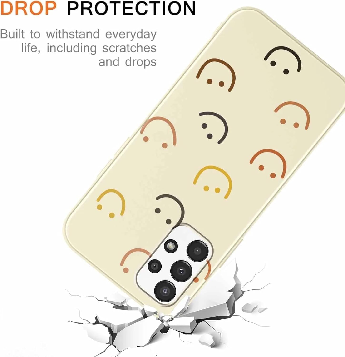 RUMDEY Paquete de 2 fundas de teléfono para Samsung Galaxy A32 5G de 6.5 pulgadas, diseño de sonrisa linda, silicona suave, delgada, TPU, a prueba