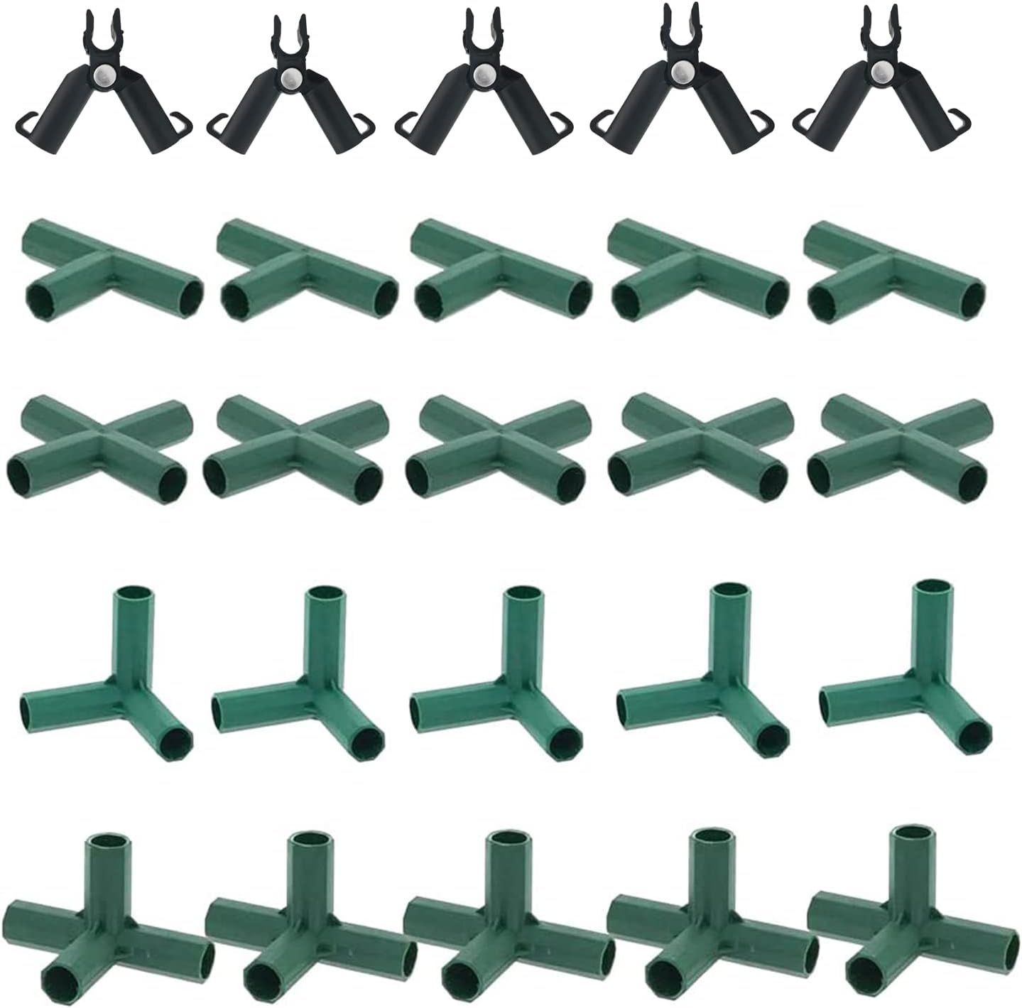 25 conectores de marco de invernadero de 0.63 pulgadas, accesorios de PVC para edificios, tubo de esquina de 3 vías y 4 vías, clips giratorios para