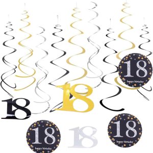 Decoraciones de cumpleaños número 21, 30, 50 y 80 años, remolinos colgantes para hombres y mujeres (18) Decoraciones de cumpleaños número 21, 30, 50 y 80 años, remolinos colgantes para hombres y mujeres (18)
