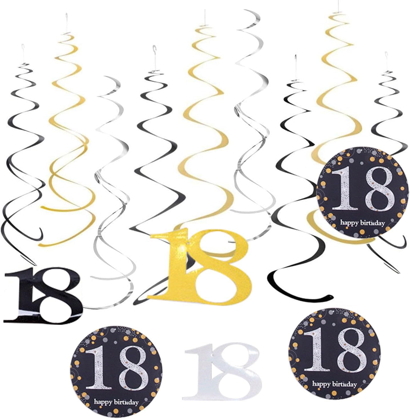 Decoraciones de cumpleaños número 21, 30, 50 y 80 años, remolinos colgantes para hombres y mujeres (18)