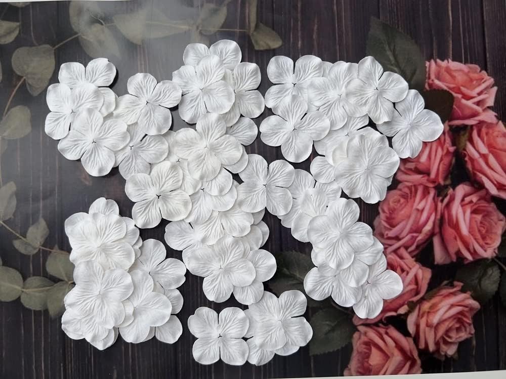 RATREE 888 50 piezas de papel de morera hechas a mano con hortensias de 2 x 2 pulgadas, flores de papel de morera para álbumes de recortes, boda,