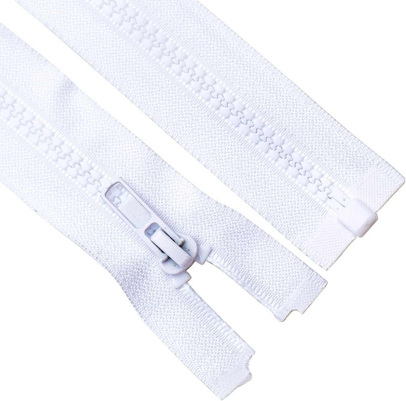 Sawoake 2 cremalleras separadoras #5 de 17 pulgadas para chaquetas de costura, chaqueta con cremallera, cremalleras de plástico moldeado blanco,