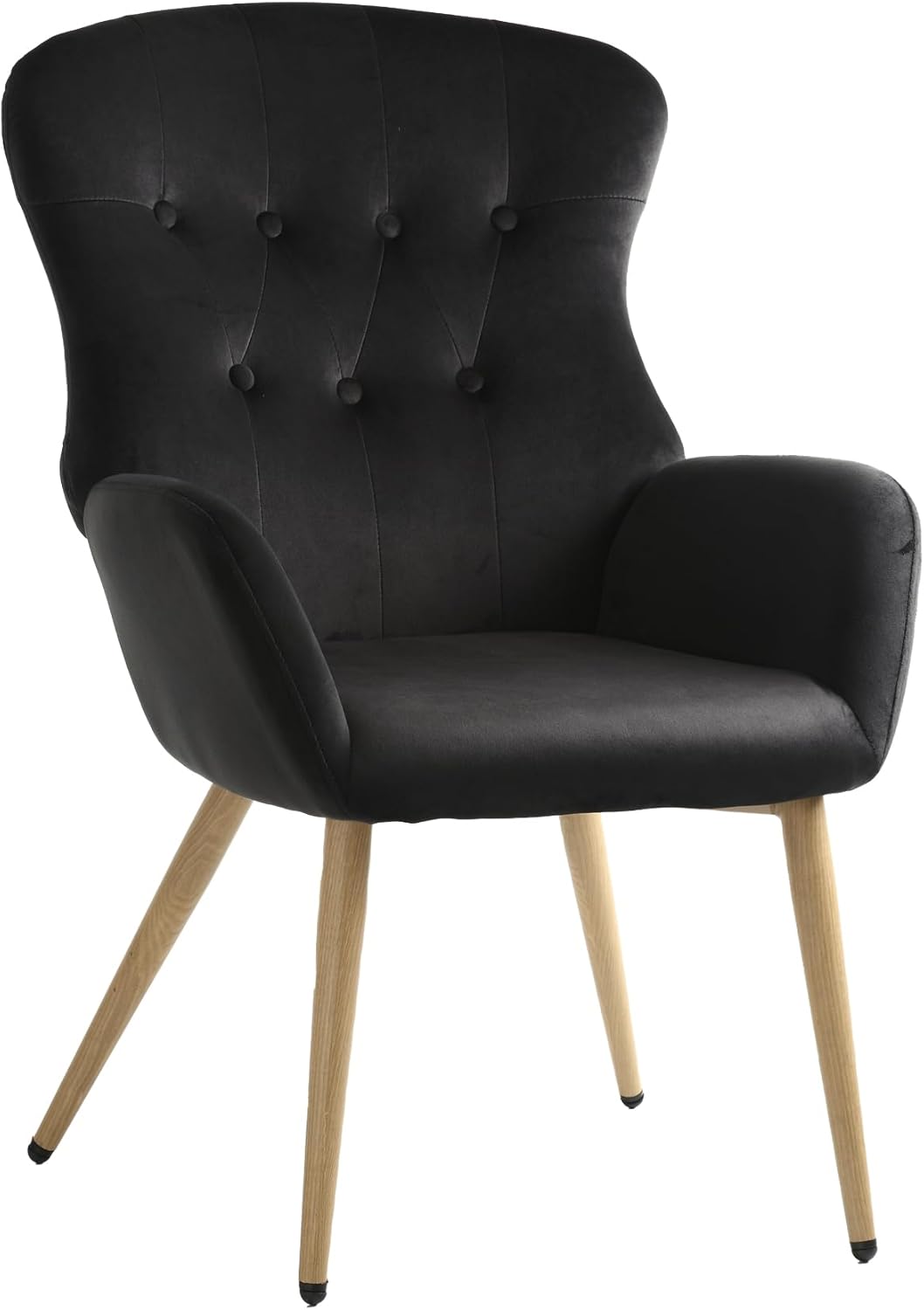 Silla decorativa de terciopelo, silla de lectura copetuda con botones con respaldo de ala alta grande, cómoda silla de tocador tapizada con patas de