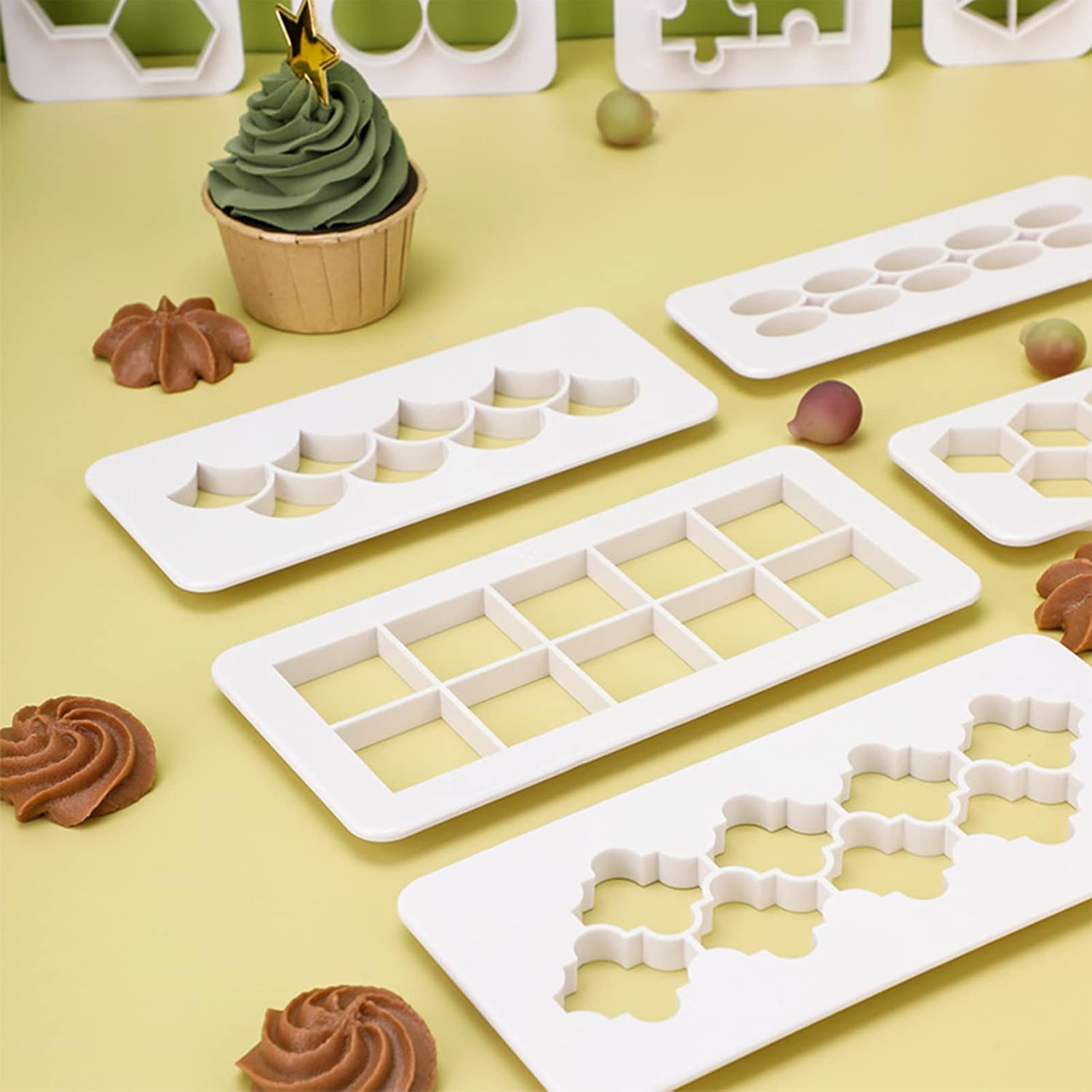 qufzdopv Cortador de galletas, juego de 9 piezas de moldes para galletas y fondant, cortadores geométricos de galletas para decoración de pasteles