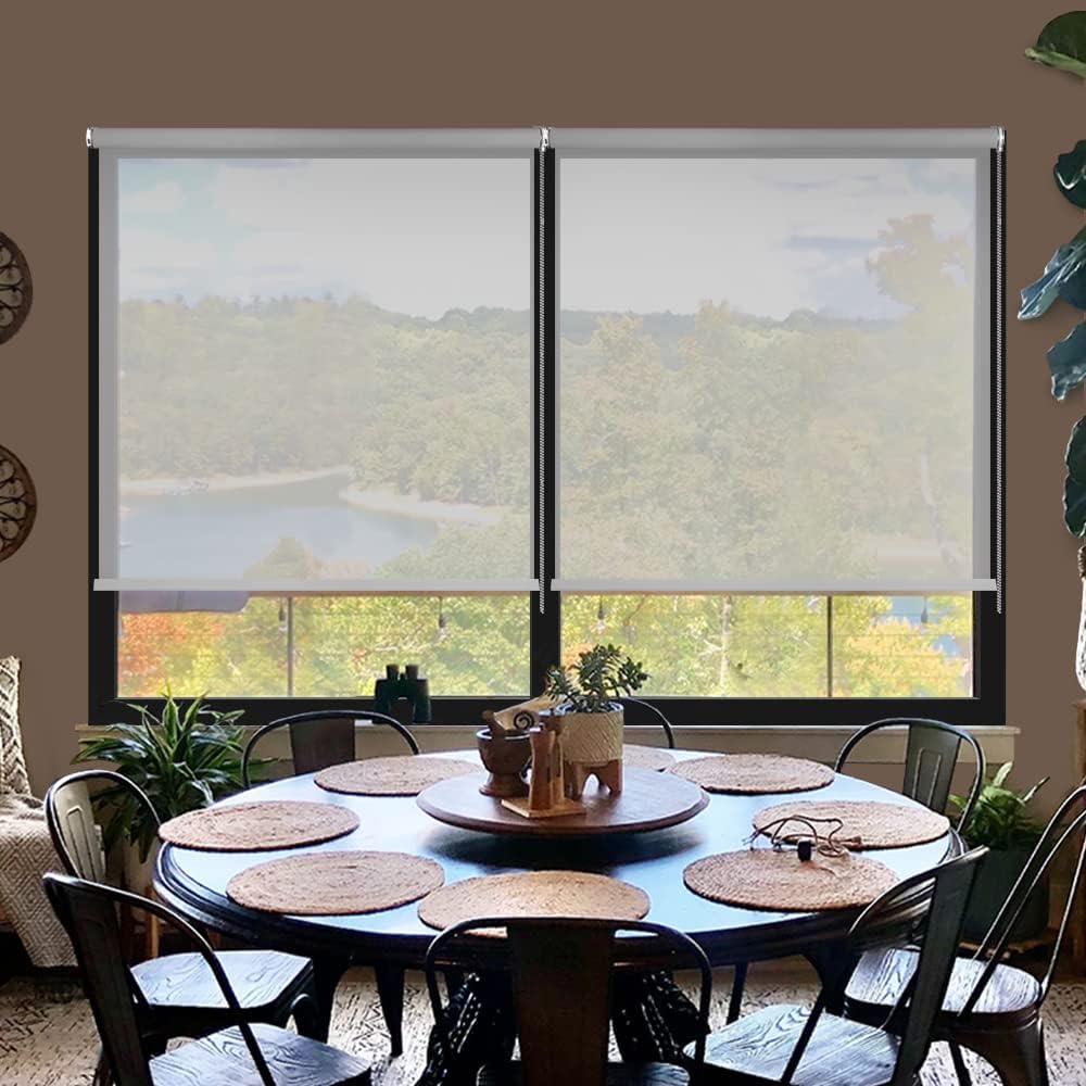 Persianas enrollables semitraslúcidas con filtro de luz, pantalla solar con 5% de apertura, persianas enrollables con protección UV para ventanas,