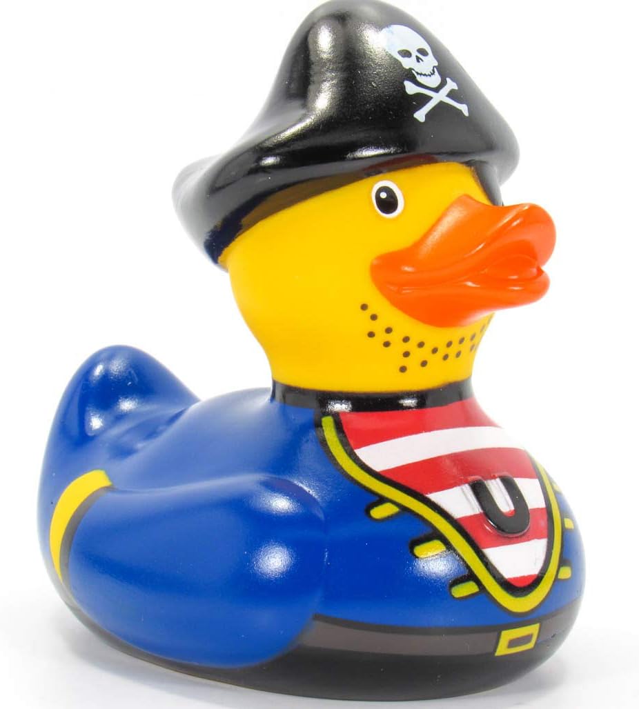 Juguete de baño de pato de goma pirata de Bud Duck  Elegante embalaje de regalo – “Shiver me timbers!”  Seguro para niños  Coleccionable