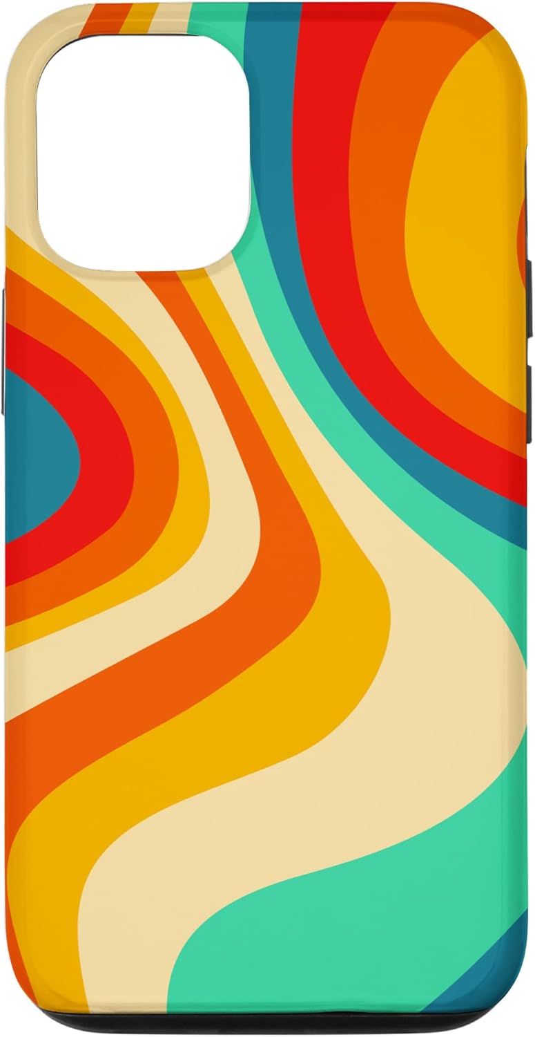 Funda psicodélica para iPhone 14 Retro Groovy Liquid Swirl Hippie 70’s 80’s