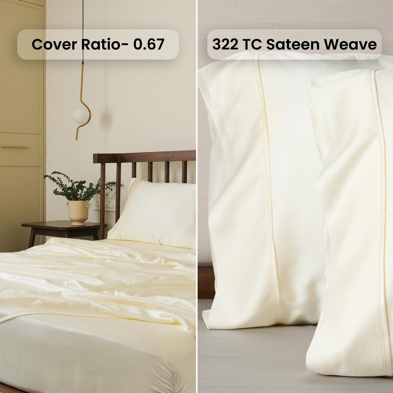 Sábanas certificadas 100% Tencel Lyocell  Juego de 4 piezasTejido satinadoCarbono verdadero ceroSuave a la pielEtiquetas de genuidad
