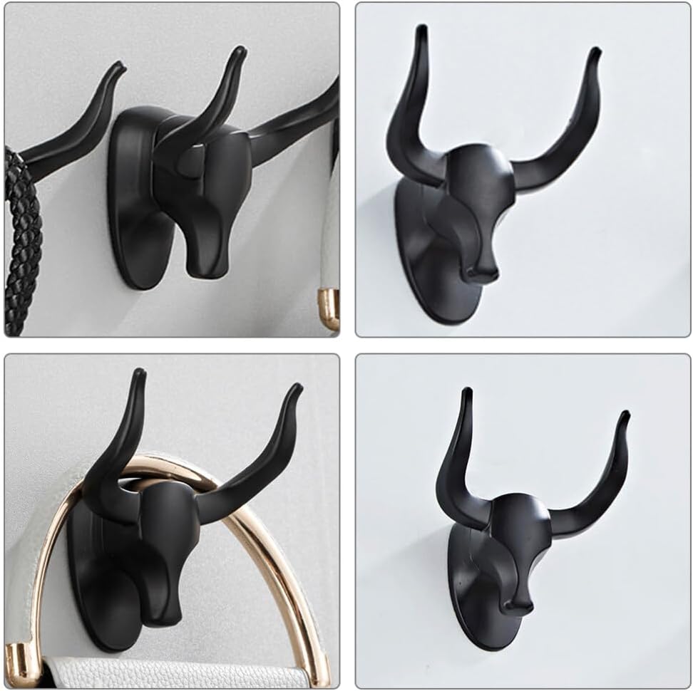 EXCEART Gancho de una sola pared con forma de animal creativo, esculturas de vaca rústicas, colgador de gancho resistente montado en la pared de