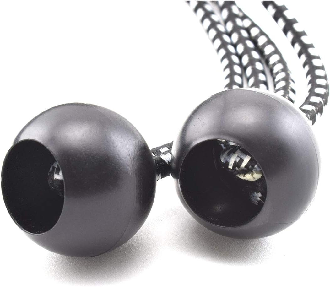 Cuerda elástica con bola, SDTC Tech de 10 pulgadas, paquete de 12 correas elásticas de amarre para tiendas de campaña, lonas, etc. – Negro