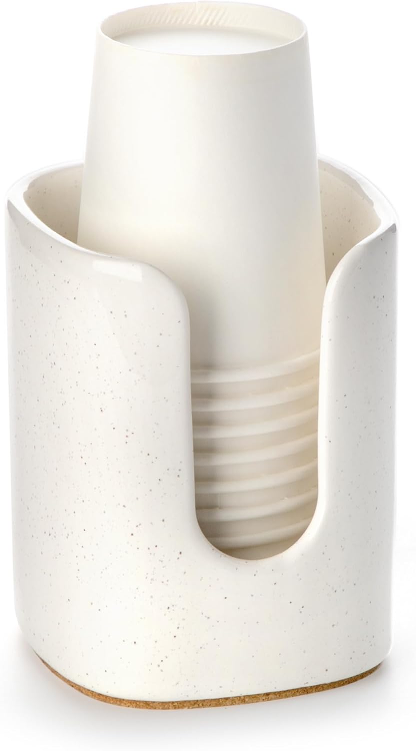 Dispensador de tazas de baño cuadrado de cerámica de 5 onzas para niños y embarazo, soporte de papel desechable para tazas de enjuague bucal en