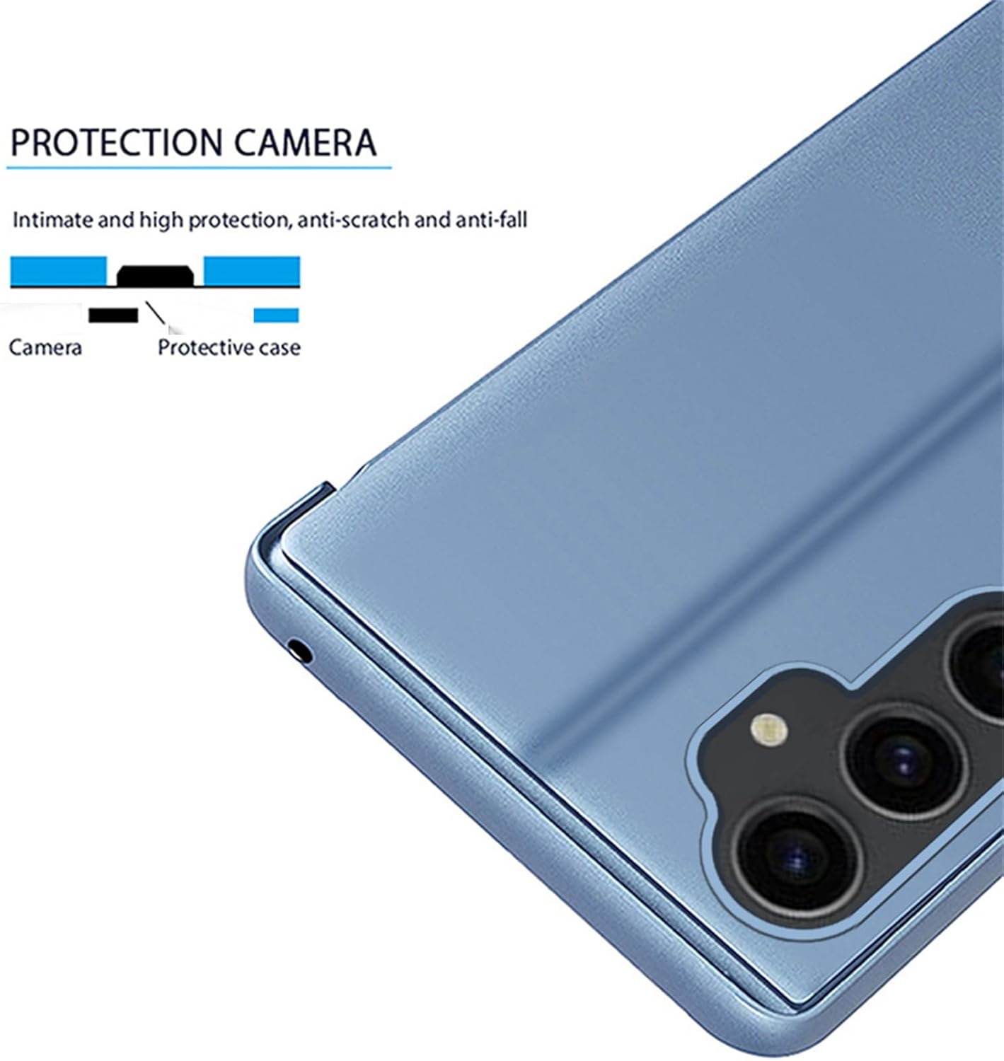 Funda con espejo para Samsung Galaxy S23 FE 5G para mujer, maquillaje al aire libre, bonita funda delgada para teléfono, protección completa, a