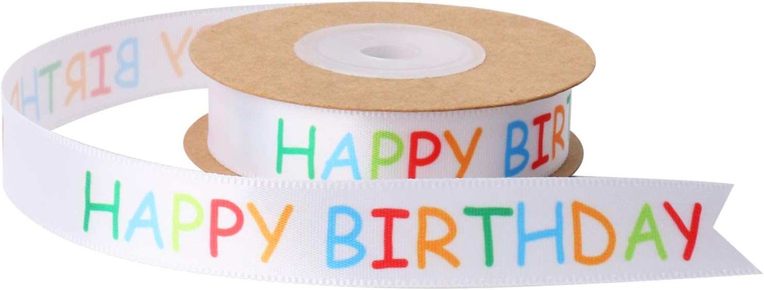 Rollo de cinta de feliz cumpleaños para envolver regalos, manualidades, decoración de fiestas, decoración de pasteles coloridos con temática