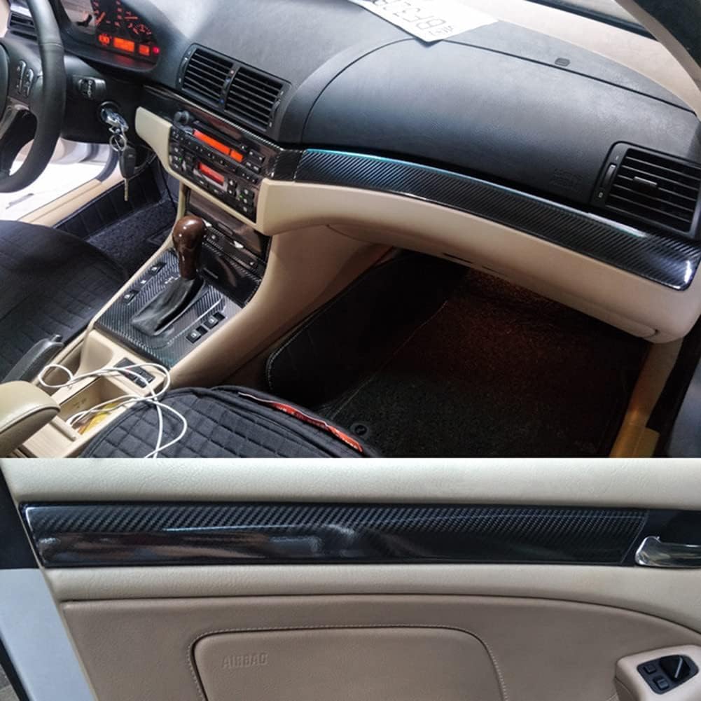 Cubierta de botón de volante de fibra de carbono 5D, cubierta interior del volante, decoración interior, accesorio de automóvil para BMW Serie 3 E46
