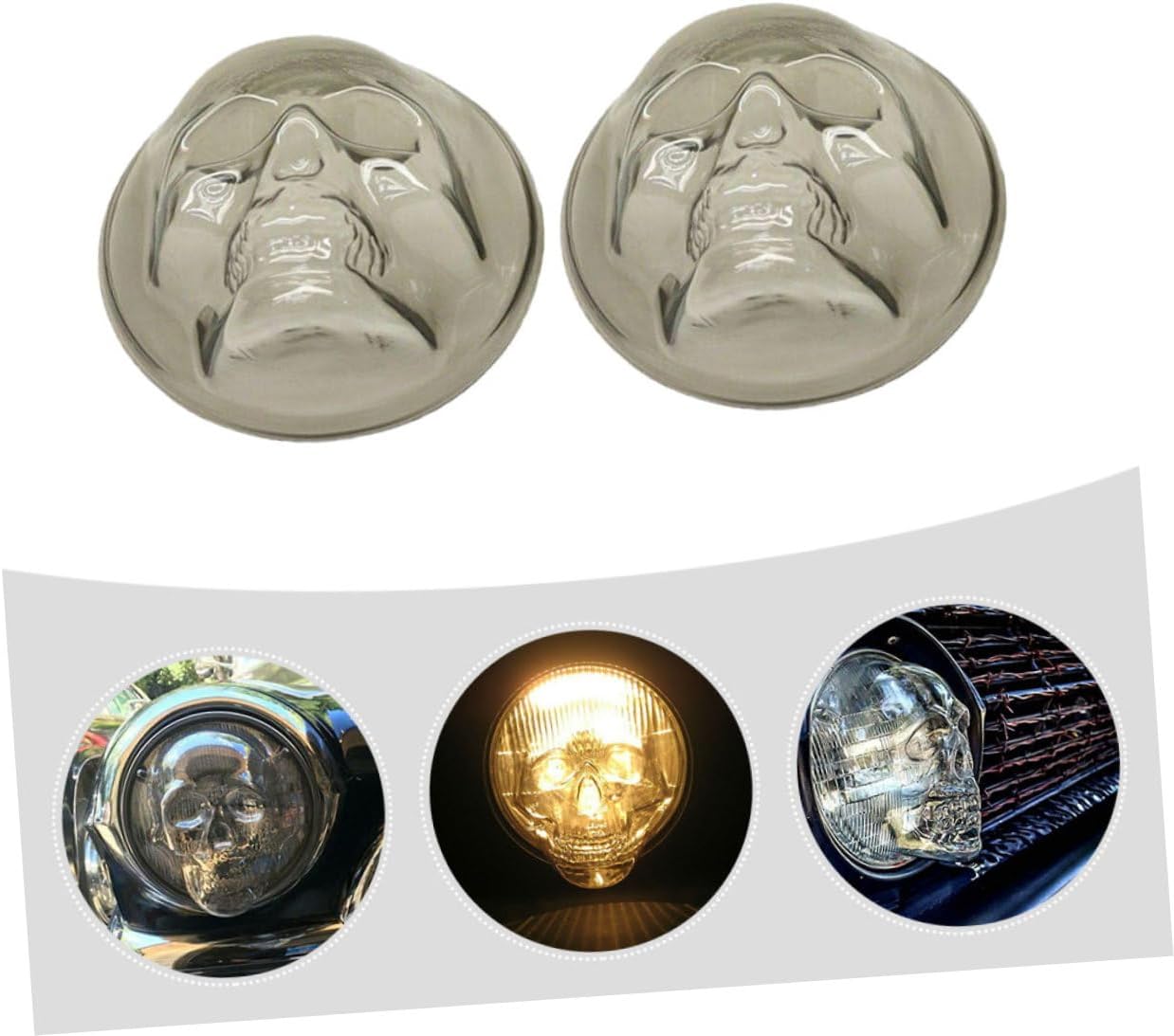 Decoración de coche, 2 unidades, cubierta de faros delanteros, globo de plástico, pantalla de calavera
