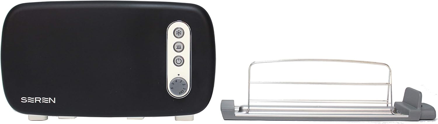 BergHOFF Seren – Tostadora de carga lateral con exterior Cool Touch y bandeja de migas extraíble, con panel negro para usar como bandeja de servir