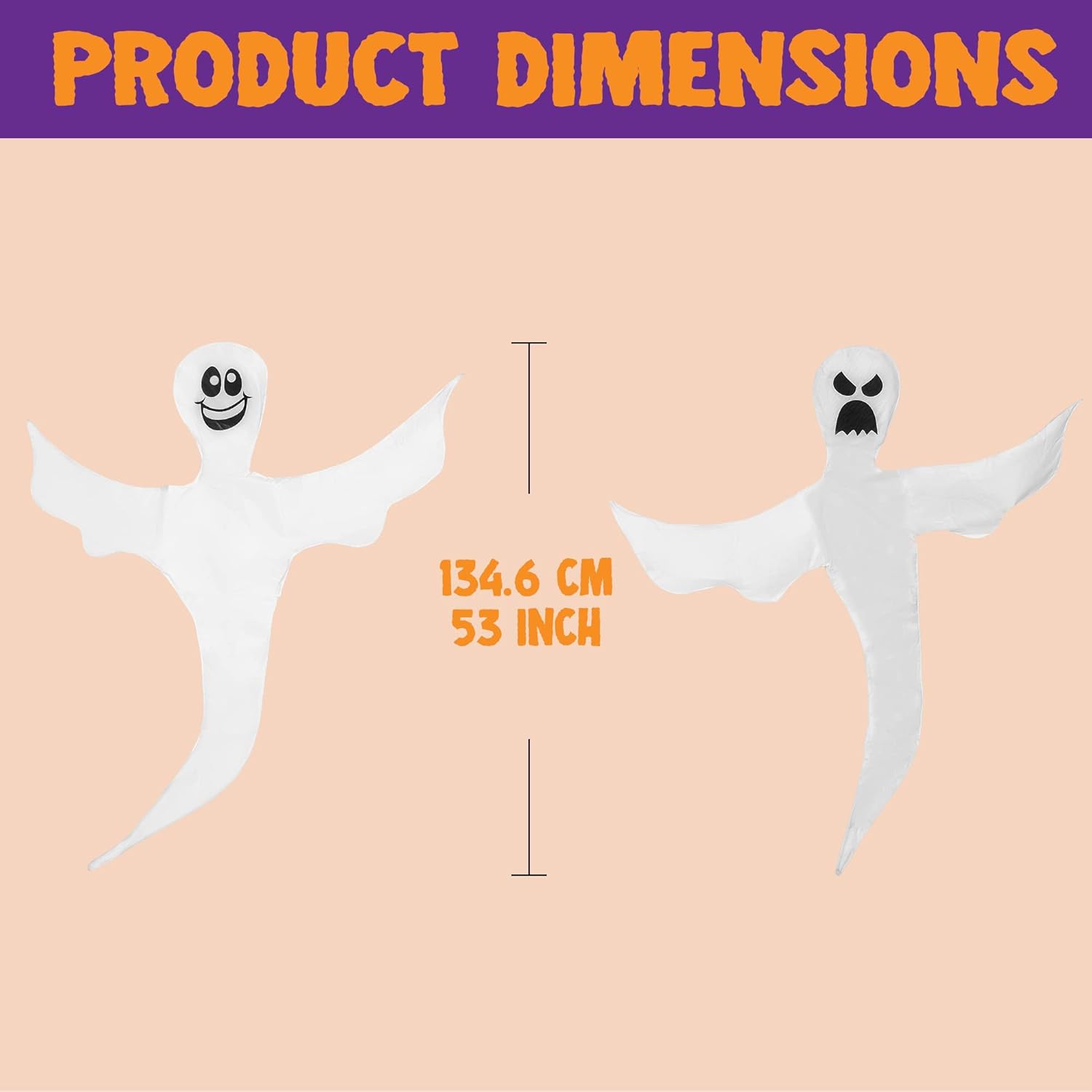 JOYIN Paquete de 2 fantasmas flexibles de Halloween de 53 pulgadas para decoración de Halloween al aire libre, decoración de césped, árbol,