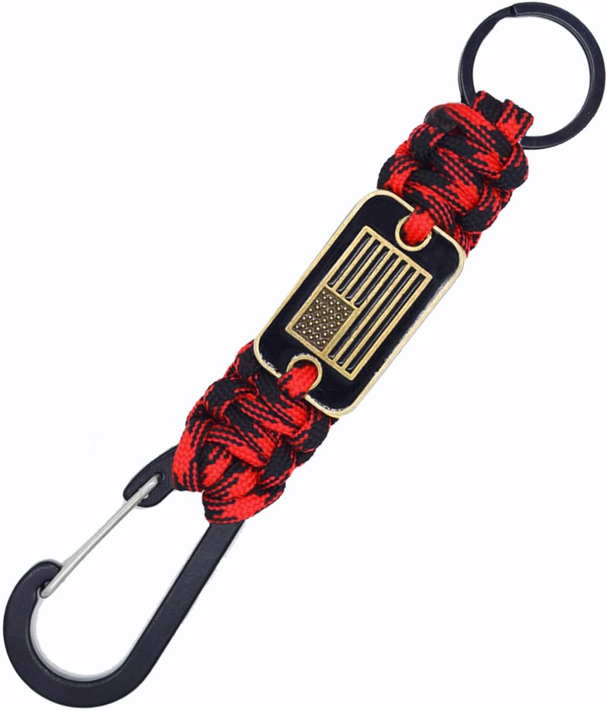 Llavero de cuerda de paracaídas con bandera de Estados Unidos, clip de mosquetón de paracaídas, cordón trenzado, gancho para anillo de utilidad, kit