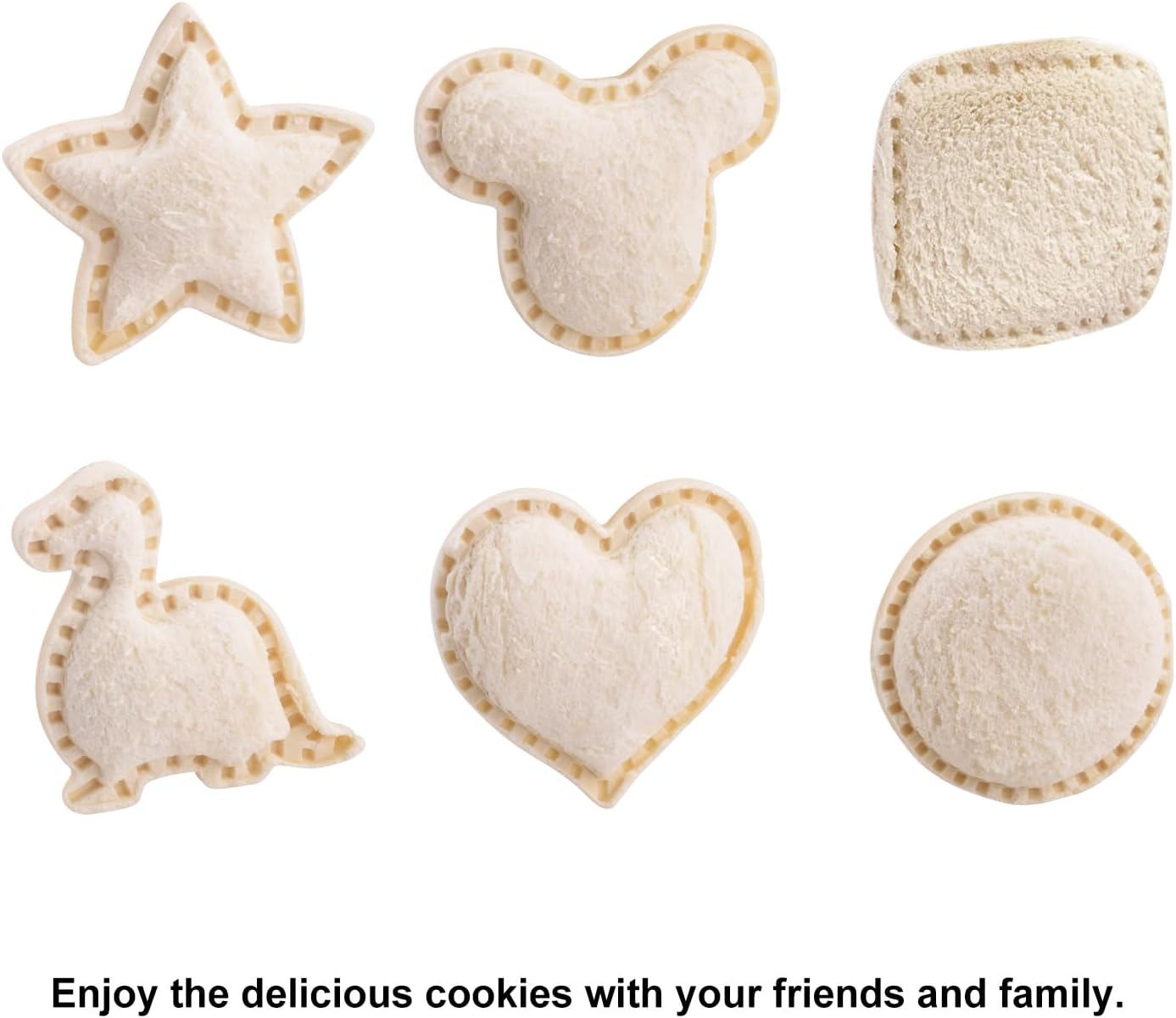 Juego de 6 piezas de cortador y sellador de sándwiches para niños, sándwiches sin incrustaciones de diferentes formas para la familia, cortador de