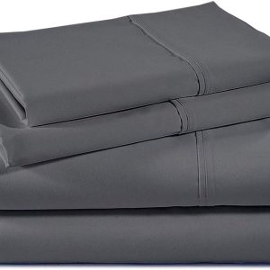 Shreem Linen Juego de ropa de cama  Sábanas de algodón Giza King  400 hilos, 100% algodón egipcio, tejido satinado, gris oscuro, 1 ajustada, 1 Shreem Linen Juego de ropa de cama  Sábanas de algodón Giza King  400 hilos, 100% algodón egipcio, tejido satinado, gris oscuro, 1 ajustada, 1