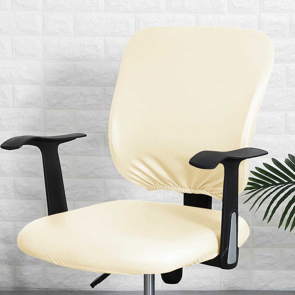 Funda para silla de oficina de poliuretano, impermeable, extraíble, funda de asiento + funda para respaldo, funda protectora elástica, ajuste