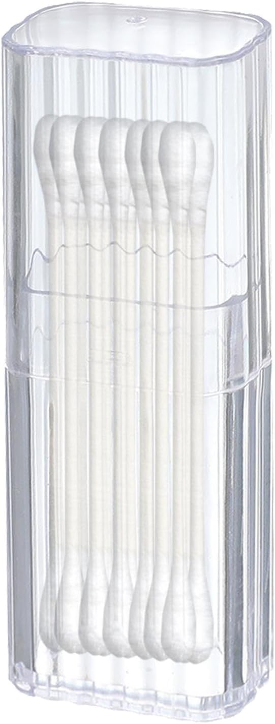 Qtip Holder Estuche de viaje, Caja de almacenamiento de hisopos de algodón acrílico transparente, soportes de hisopos de algodón duraderos, soporte