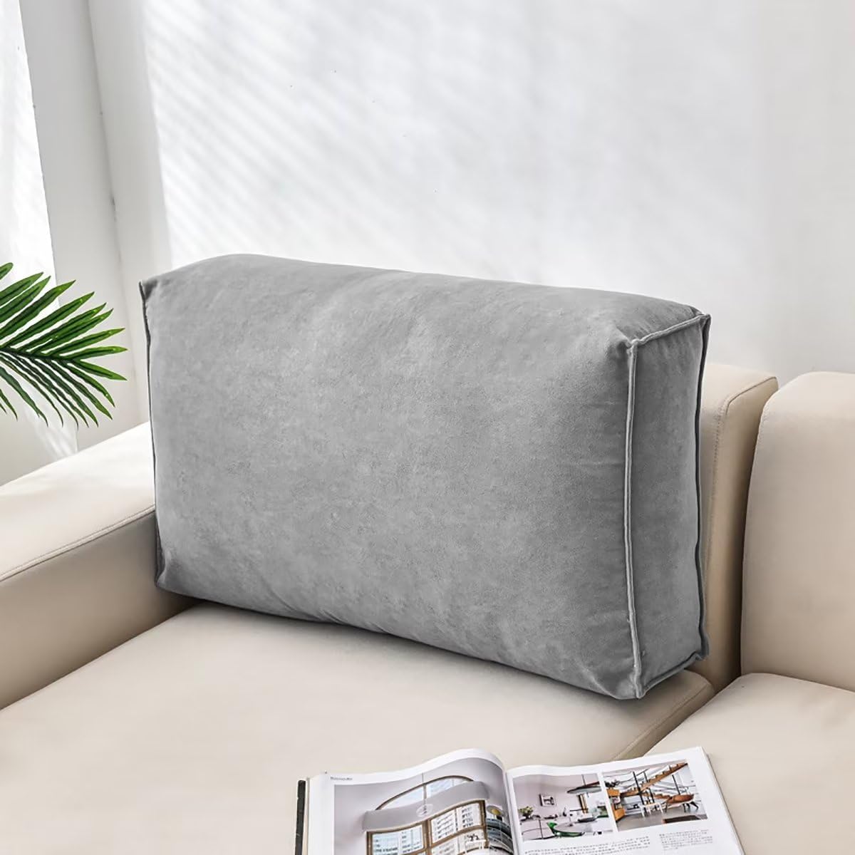 TESICA Almohadas de cabecero, almohada de lectura gris, almohada para cabecero, respaldo de cama, cojín de espalda, cojín de posicionamiento de