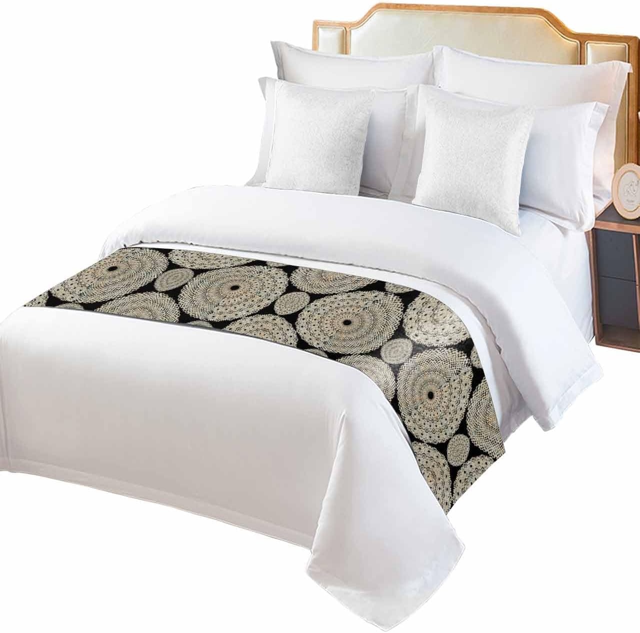 Caminos de cama geométricos bohemios para cama de tamaño Queen, mantas decorativas para pie de cama, color negro clásico moderno arte abstracto,