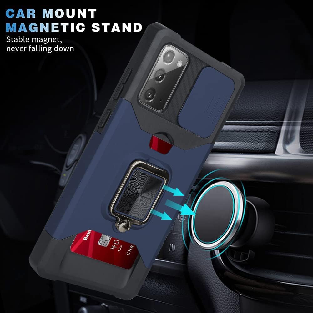 OOK Funda compatible con Samsung Galaxy Note 20 con agarre de soporte, protección deslizante de cámara, soporte magnético para automóvil, diseño de