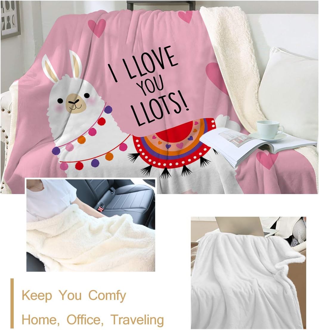 Sleepwish Manta Sherpa de llama tamaño individual para mujeres adultas, manta de forro polar, bonita manta suave para sofá, silla, cama, oficina,