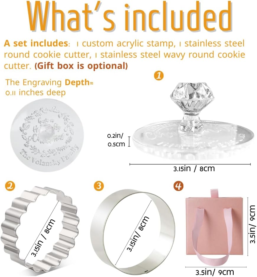 Orapink Sello de galletas de cumpleaños personalizado con tu apellido. Sello de cortador de galletas personalizado para hornear fondant, glaseado,