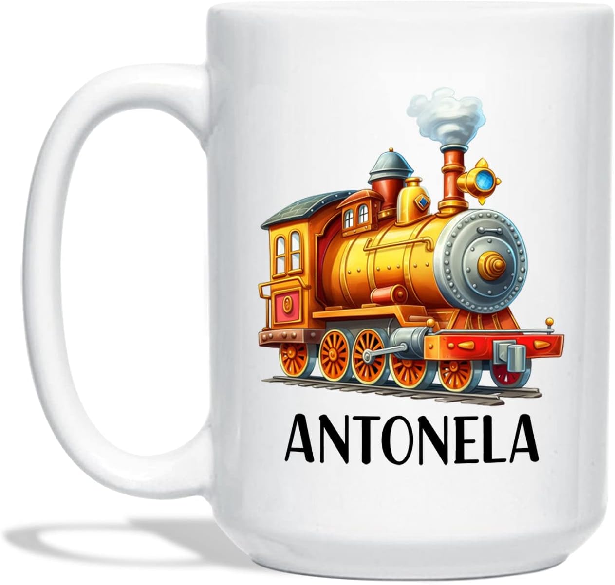Taza de café de tren personalizada con nombre de los niños, taza de café de tren regalo para niños y niños, locomotora personalizada taza de