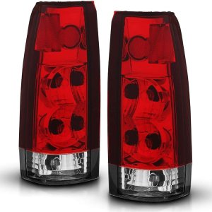 AmeriLite Juego de luces traseras de freno de repuesto para Chevy GMC FullSize CK 1500 2500 3500 Silverado Sierra Suburban rojo cristal transparente AmeriLite Juego de luces traseras de freno de repuesto para Chevy GMC FullSize CK 1500 2500 3500 Silverado Sierra Suburban rojo cristal transparente