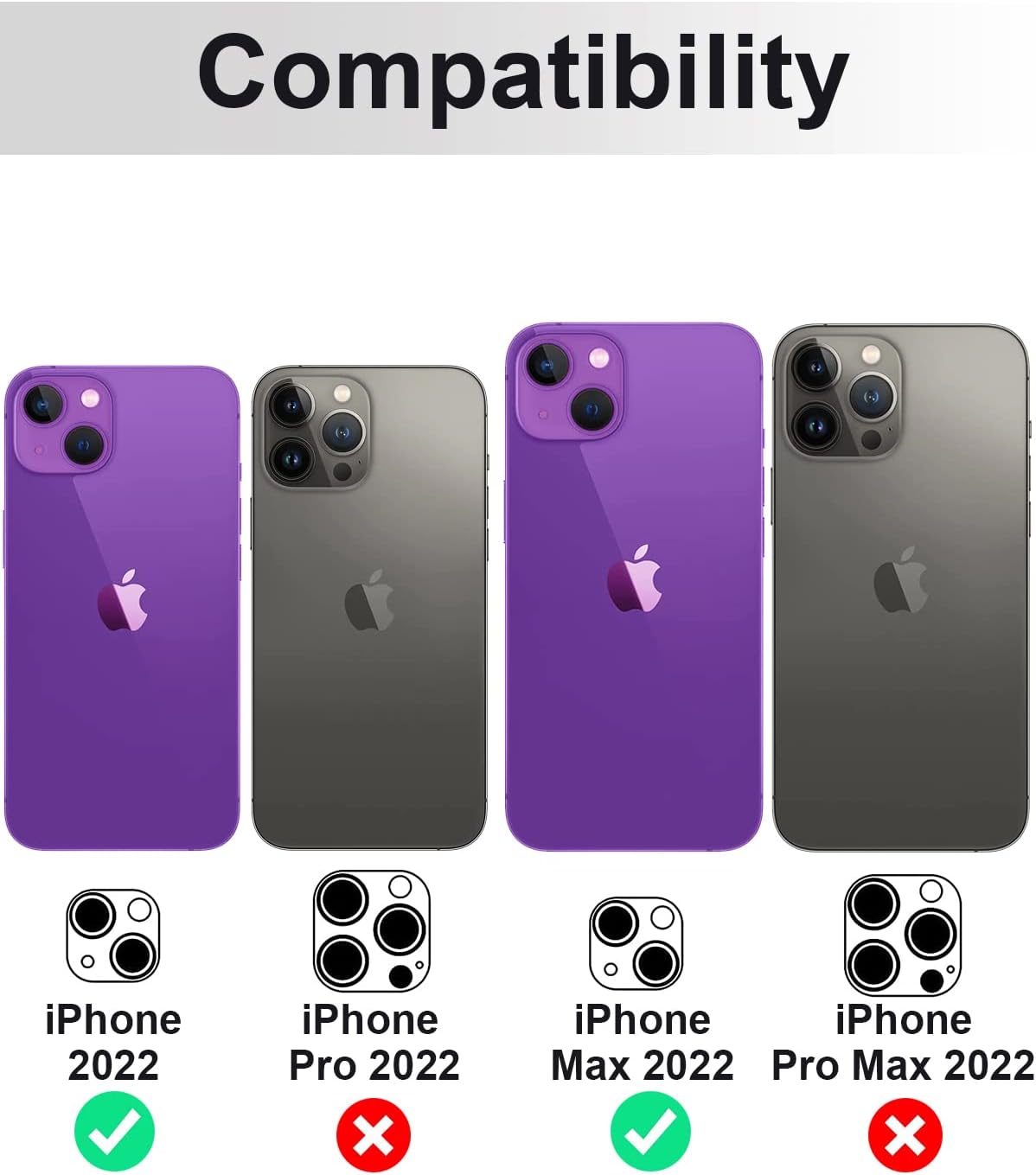 Paquete de 3 protectores de lente de cámara compatibles con iPhone 14 Plus y iPhone 14, vidrio templado 9H, antiarañazos, Ultra HD, fundas de cámara