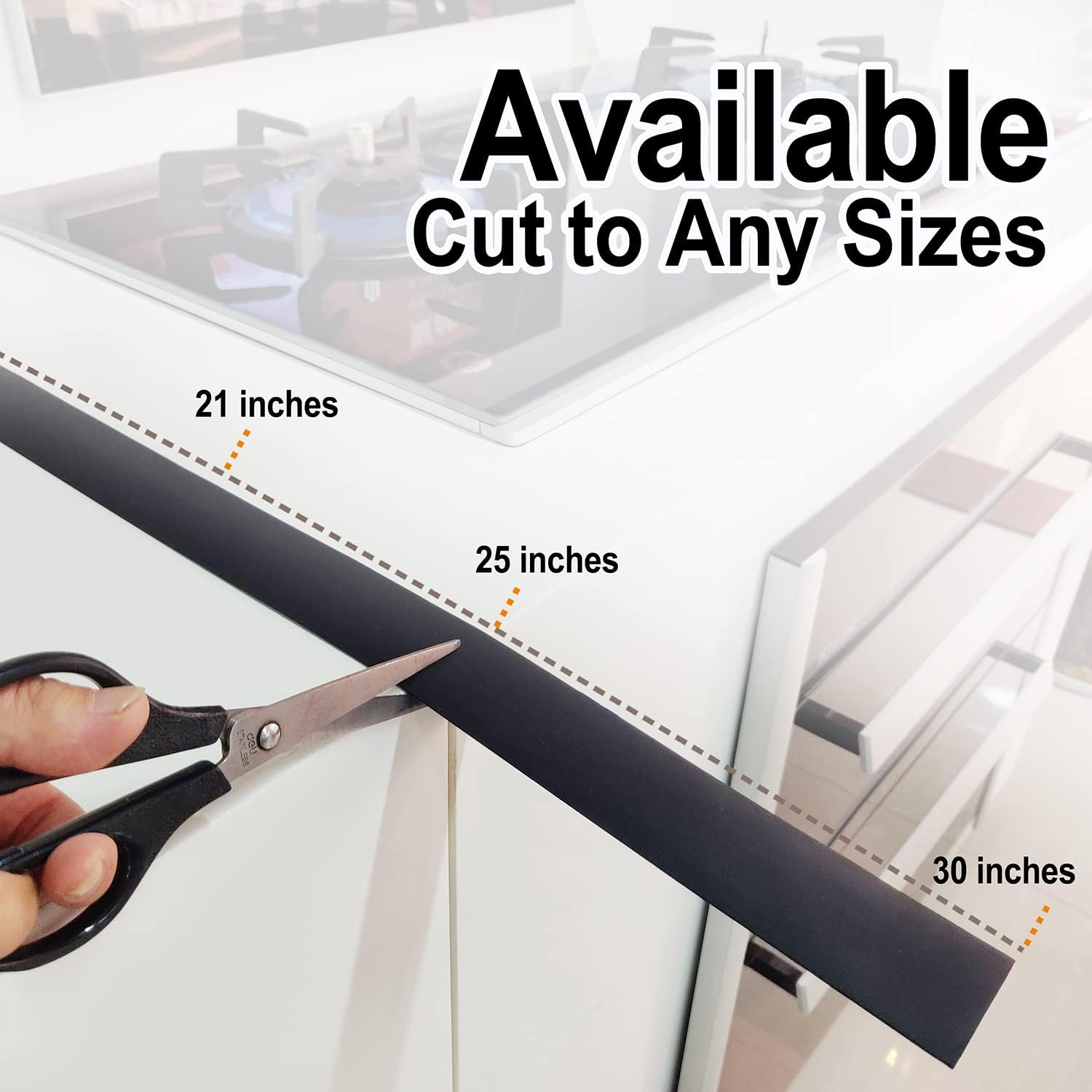 Cubierta de silicona para encimera de estufa, 30 pulgadas (para espacio de 0.18 a 0.98 pulgadas), relleno extra largo de cocina, pesado de 10 onzas,