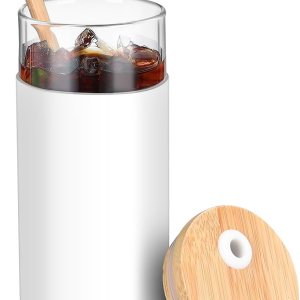 Vaso de vidrio de 20 onzas con popote y tapa, taza de café helado con funda protectora de silicona aislada antideslizante, vasos para agua, café, Vaso de vidrio de 20 onzas con popote y tapa, taza de café helado con funda protectora de silicona aislada antideslizante, vasos para agua, café,