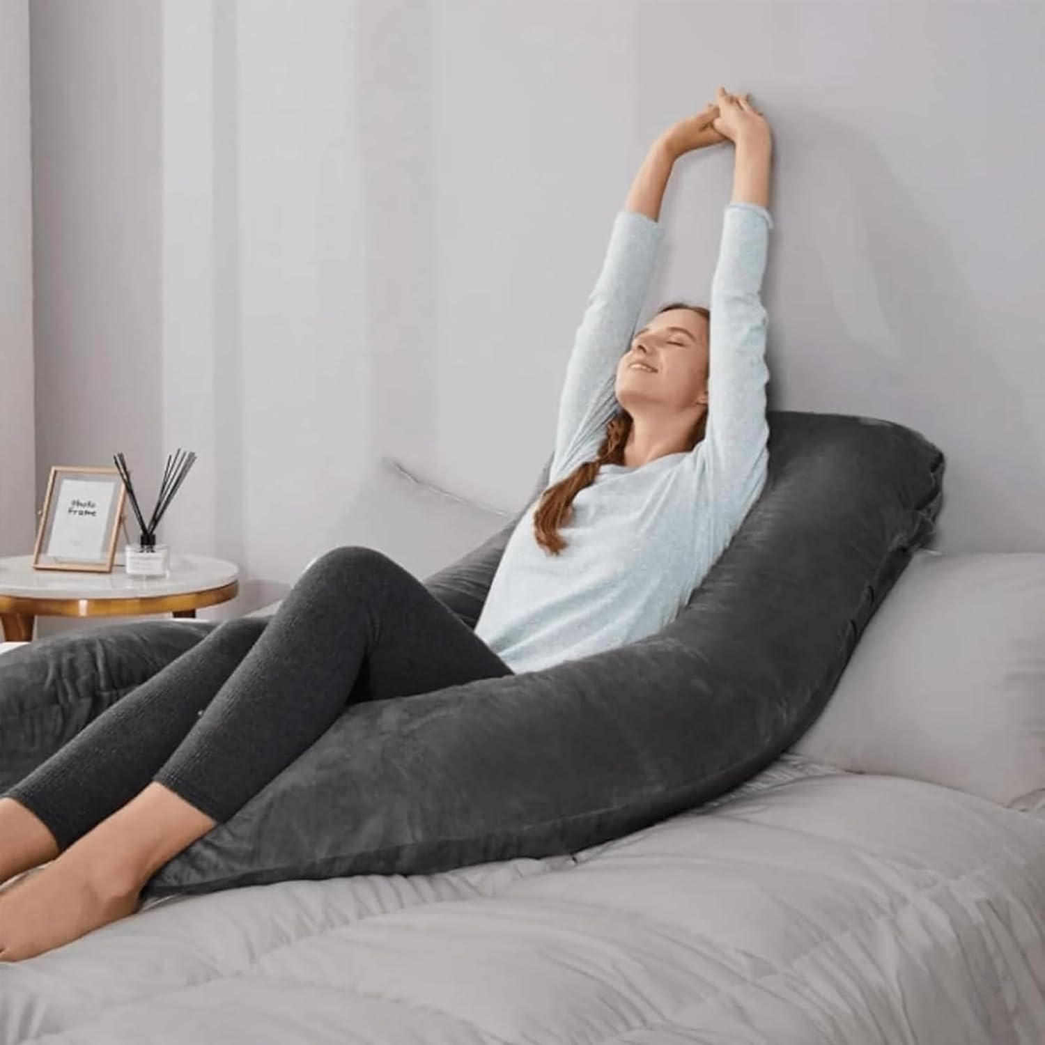Almohada corporal en forma de U, almohada corporal Aleuri, soporte de vientre para embarazo, almohada extra larga en forma de U, almohada de cuerpo