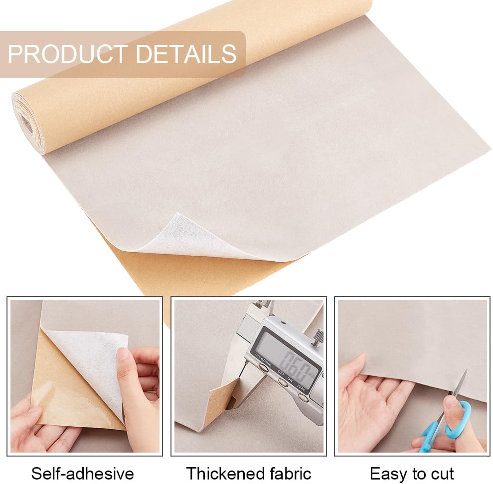BENECREAT Rollo de tela de terciopelo autoadhesivo de terciopelo blanco antiguo de 15.7 x 118 pulgadas para decoración de cajas de joyas, 0.024 in