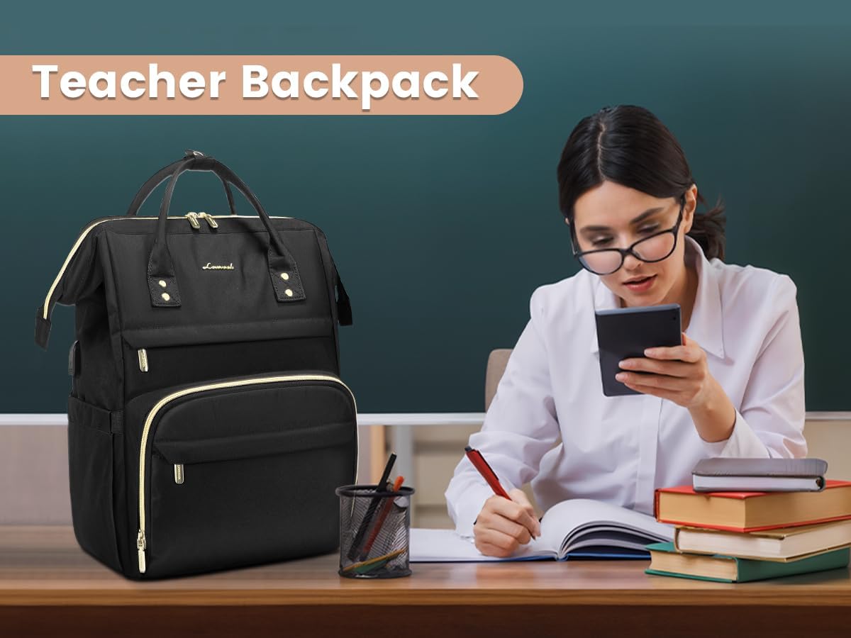 LOVEVOOK Mochila para laptop para mujer, mochila para profesores, bolsas de enfermería, mochila de trabajo para mujer, bolsa impermeable antirrobo,