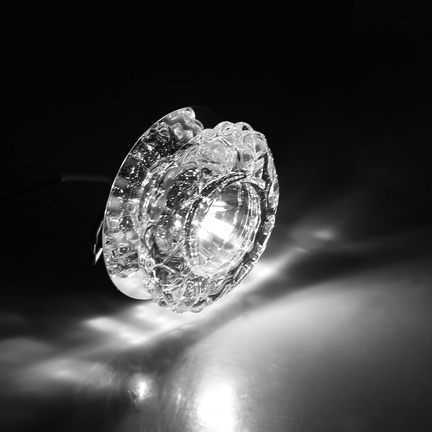 Fafeicy Lámpara empotrable de techo LED de 3 W, lámpara de cristal de cristal, ahorro de energía, luz cálida, para decoración del hogar (luz blanca