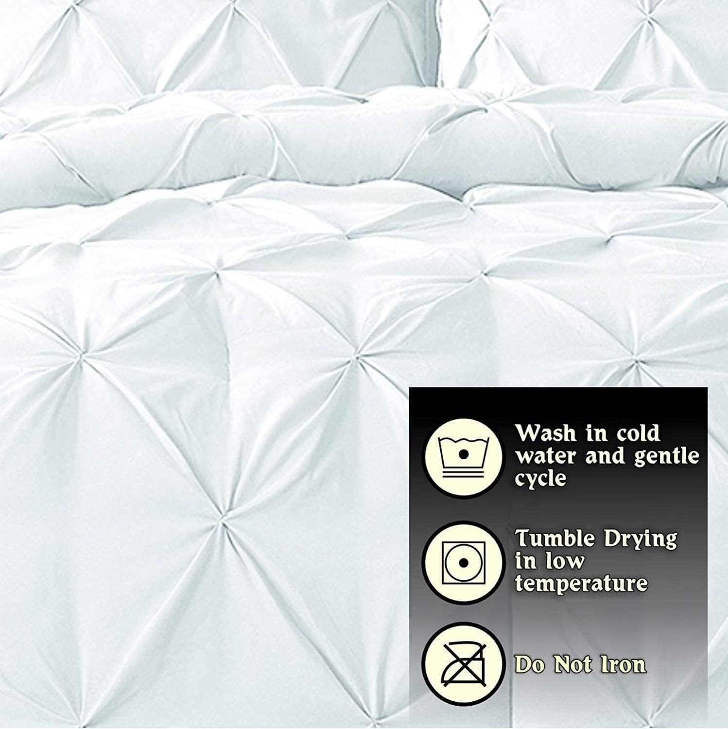 Fitlinen Juego de edredón plisado prémium de 3 piezas extra largo de plumón alternativo de 500 GSM, relleno 100% algodón egipcio, tamaño