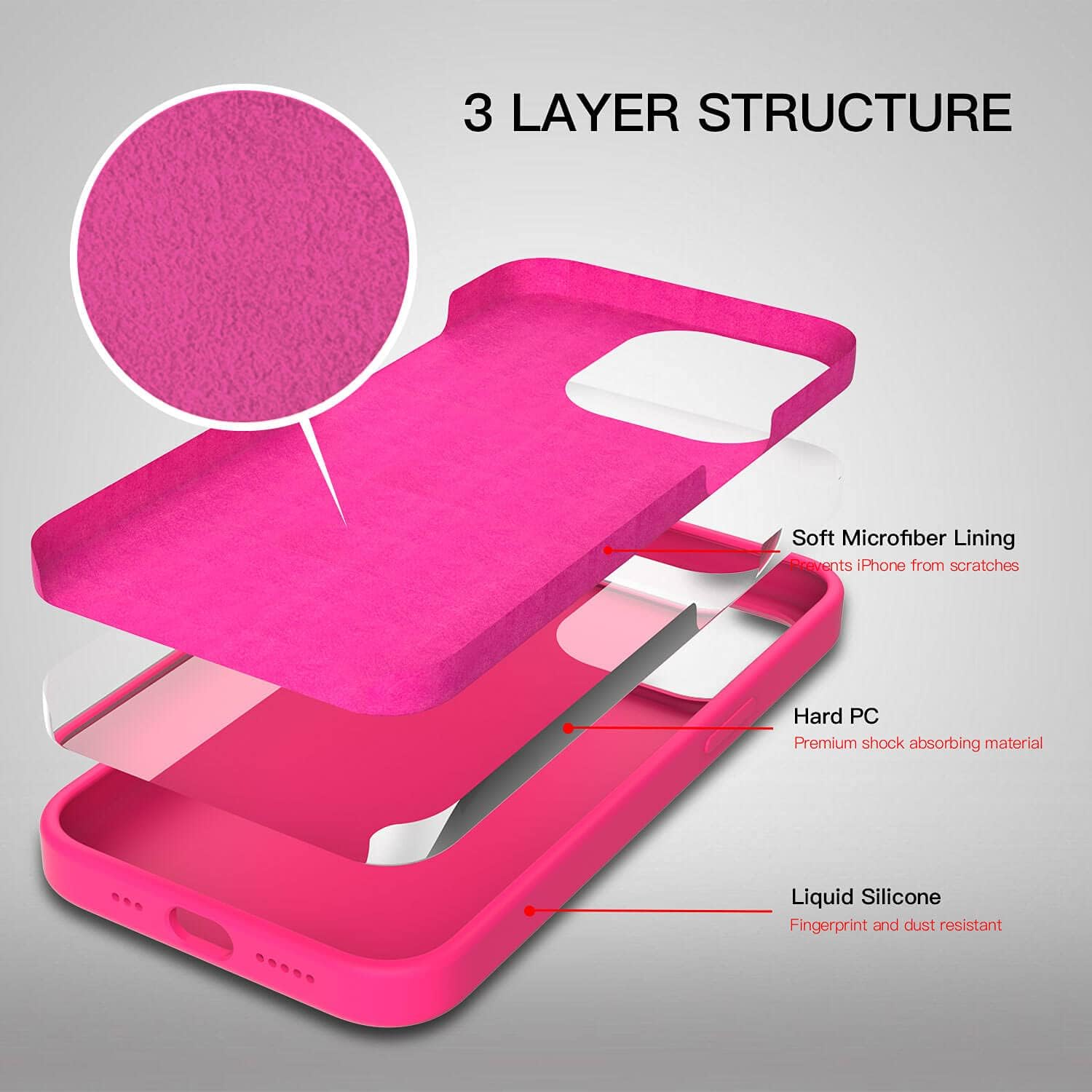 Zuslab Funda de silicona real compatible con Apple iPhone 13 de 6.1 pulgadas (2021), silicona líquida antiarañazos, goma de gel, a prueba de golpes,